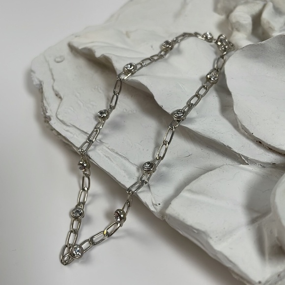 Silver Tone Chain with Crystals Ankle Bracelet - Picture 3 of 10